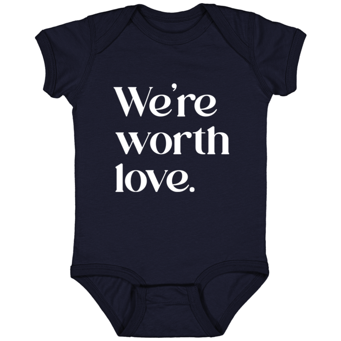 We're worth love™ (navy onesie)