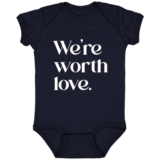 We're worth love™ (navy onesie)