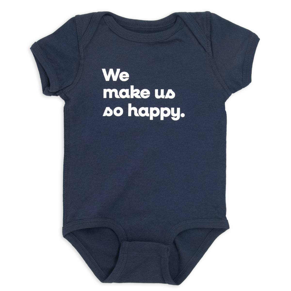 We make us so happy.™ (navy onesie)