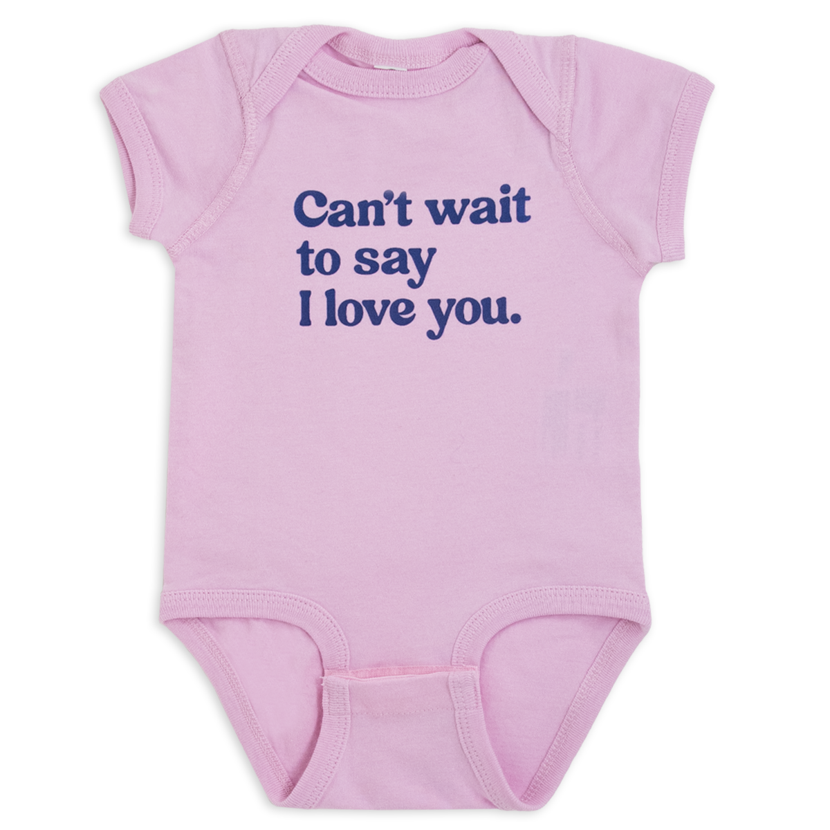 Can't wait to say I love you.™ (pink onesie)